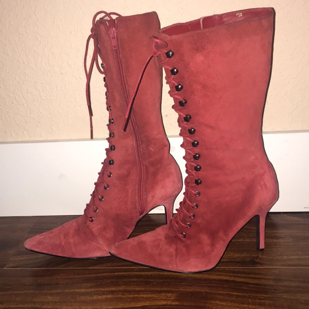 Vintage Red Suede Lace-Up Boots {Newport News}